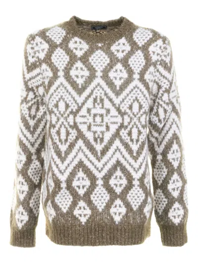 Peserico Geometric-pattern Sweater In Brown