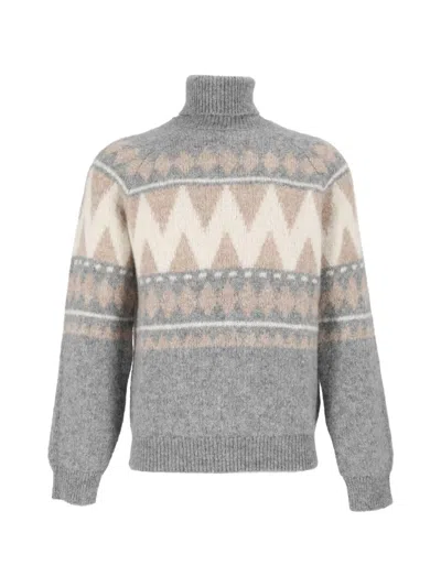 Peserico Geometric-pattern Roll-neck Sweater In Animal Print