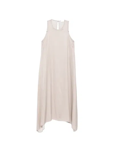 Peserico Geometric-print Asymmetric Dress In Neutral