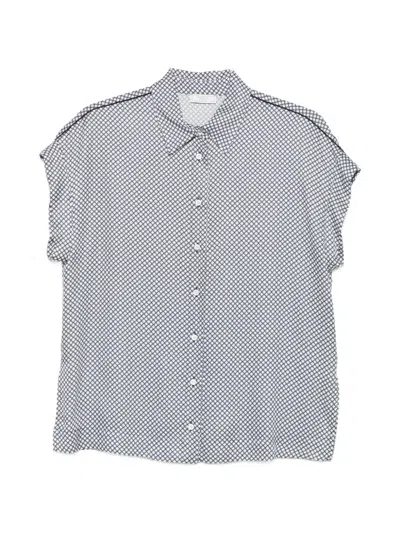 Peserico Geometric-print Short-sleeve Shirt In Blue