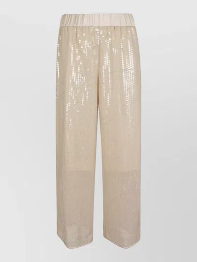 Peserico Georgette Trousers Sheer Overlay Sequin Embellishments