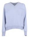 Peserico Relaxed Fit V-neck Knitted Sweater In Blue