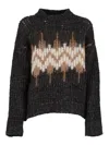 Peserico Cropped Knitted Sweater With Zigzag Pattern In Gray