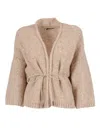 Peserico Sequin-embellished Belted Cardigan In Neutral