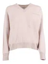 Peserico Relaxed Fit V-neck Knitted Sweater In Pink