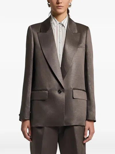 Peserico Glazed Blazer In Brown