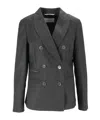 Peserico Tailored Structured Shoulders Double-breasted Blazer In Gray