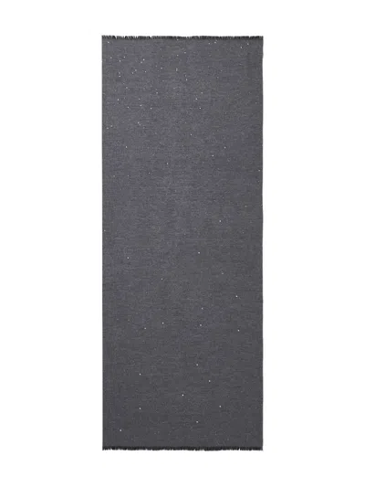 Peserico Glitter-embellished Scarf In Gray