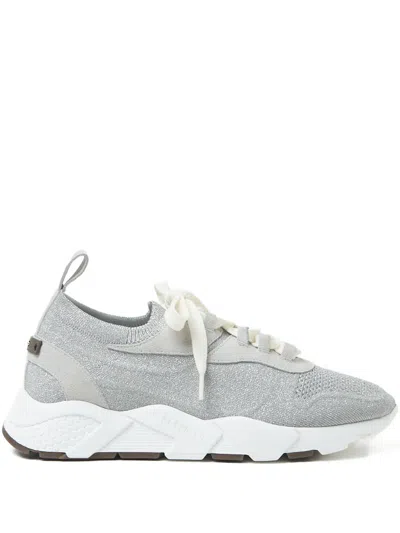 Peserico Glitter-knit Sneakers In Gray