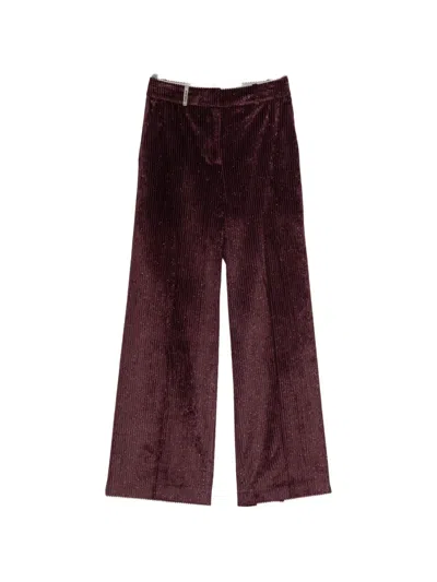 Peserico Glitter-effect Corduroy Straight Trousers In Brown