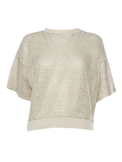 Peserico Gold Tricot Sweater In Multi