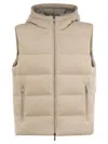 Peserico Goose Down Vest In Wool And Cashmere In Neutral