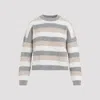 Peserico Striped Wool Silk Cashmere Blend Sweater In Grey
