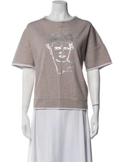 Pre-owned Peserico Graphic Print Crew Neck Top In Purple