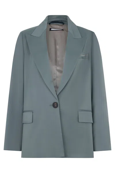Peserico Gray Blazer Elegant With Pockets And Buttons. In Green
