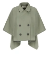PESERICO GREEN LINEN BLEND DOUBLEBREASTED CAPE