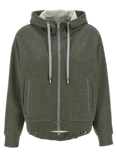 PESERICO GREEN LUREX HOODIE