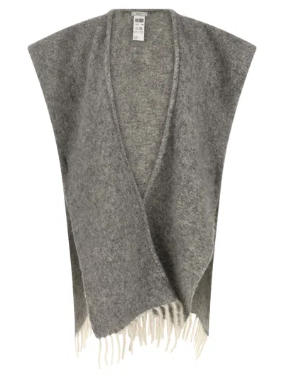 PESERICO GREY BOUCLE YARN CAPE