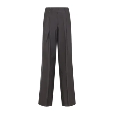 Peserico Grey Cotton And Silk Pants In Blue