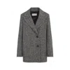 Peserico Textured Herringbone Mid-length Coat With Notched Lapel In Gray