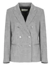 Peserico Double-breasted Tailored Jacket With Classic Lapel In Gray