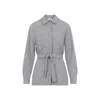 Peserico Pointed Collar Stone Grey Virgin Wool Flannel Shirt In Gray