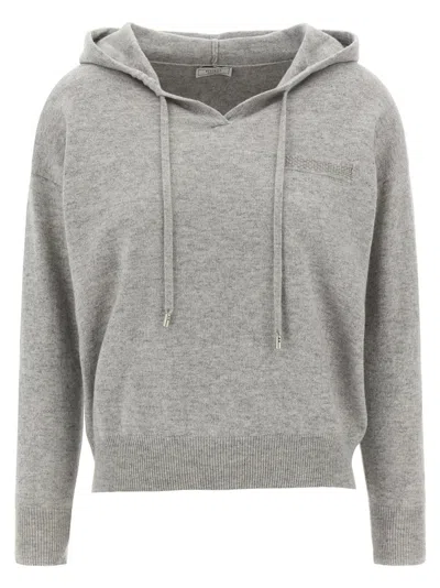PESERICO GREY PUNTO LUCE HOODED SWEATER