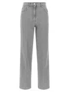 Peserico Stretch Denim Trousers With Back Patch Pocket In Gray