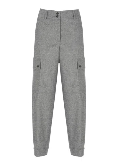Peserico Grey Utility Straight-leg Pants In Gray