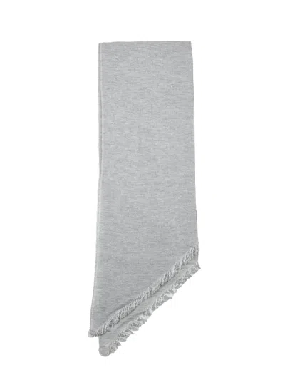 Peserico Grey Virgin Wool-blend Fringed Scarf In Gray