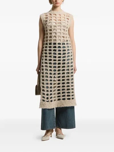 Peserico Grid-pattern Sleeveless Top In Neutral