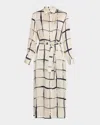 Peserico Grid-print Viscose Midi Shirtdress In Black