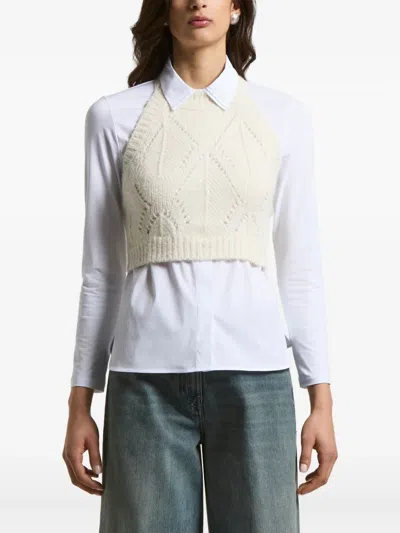 Peserico Halter-neck Cable-knit Top In White