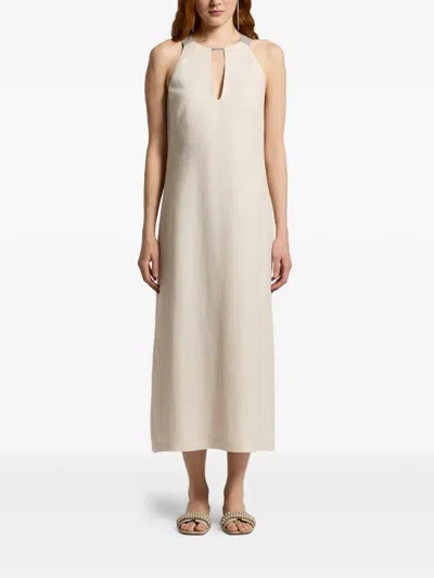 Peserico Halterneck Keyhole Dress In Neutral