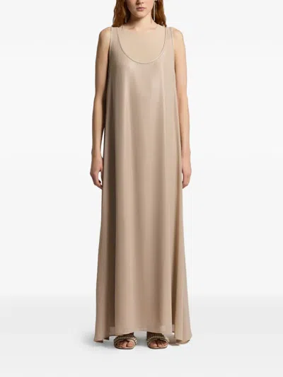 Peserico Hammered Satin Dress In Brown