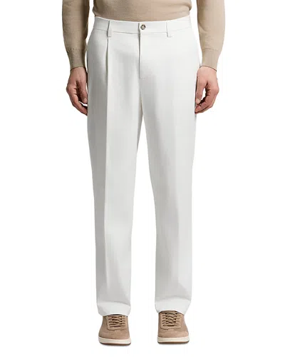 Peserico Heavy Cotton Blend Stretch Twill Pleated Trousers In Comet White