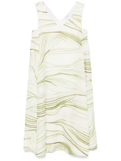 Peserico Herbal-print Midi Dress In Green