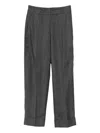 Peserico Herringbone Cuffed Trousers In Gray