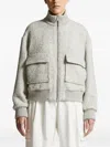 Peserico Herringbone-pattern Bomber Jacket In Gray