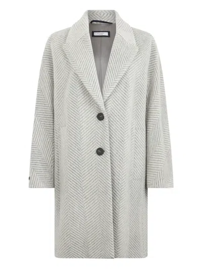 Peserico Herringbone-pattern Coat In Gray