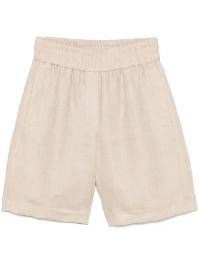 Peserico Herringbone Shorts In Neutrals