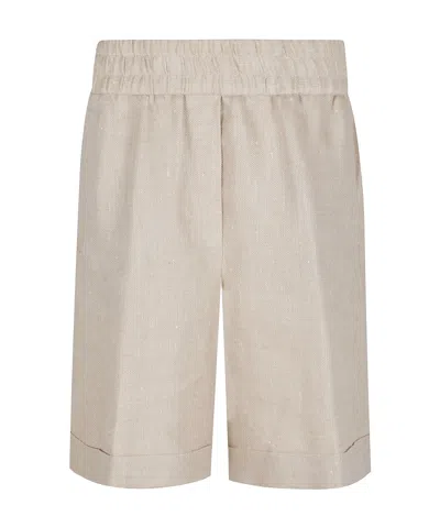 Peserico Herringbone Shorts In Nude