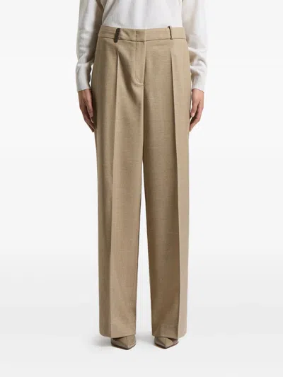 Peserico Herringbone Trousers In Brown