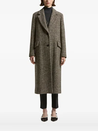 Peserico Herringbone Tweed Coat In Brown