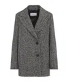 Peserico Textured Herringbone Mid-length Coat With Notched Lapel In Gray