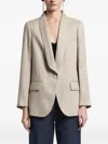 Peserico Herringbone-pattern Shawl-lapel Jacket In Neutral