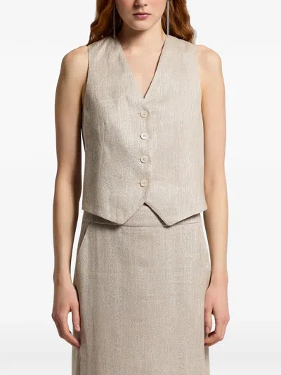 Peserico Herringbone-pattern Waistcoat In Neutral