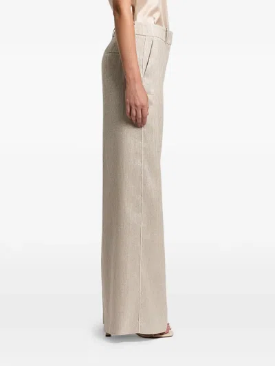 Peserico Herringbone-pattern Wide-leg Trousers In Neutral