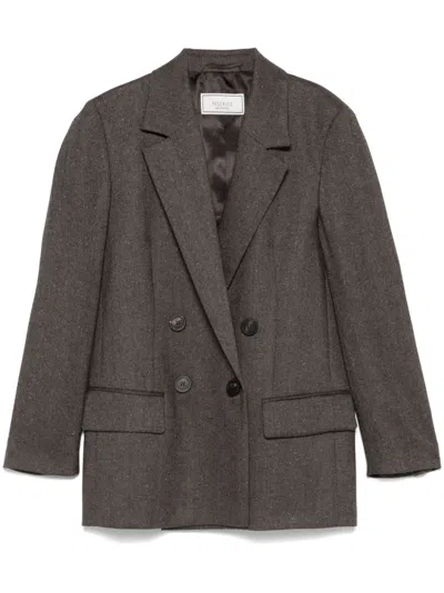 Peserico Herrringbone Blazer In Brown