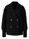 Peserico High Collar Concealed Buttons Coat In Black